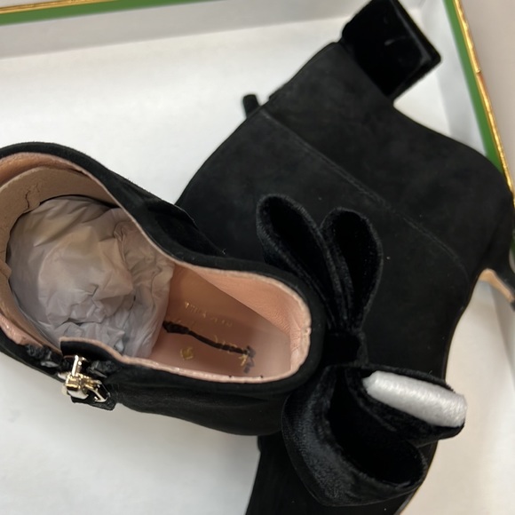 NWT,Kate Spade Donella Suede Leather Ankle Bow Boots,black - Picture 13 of 17